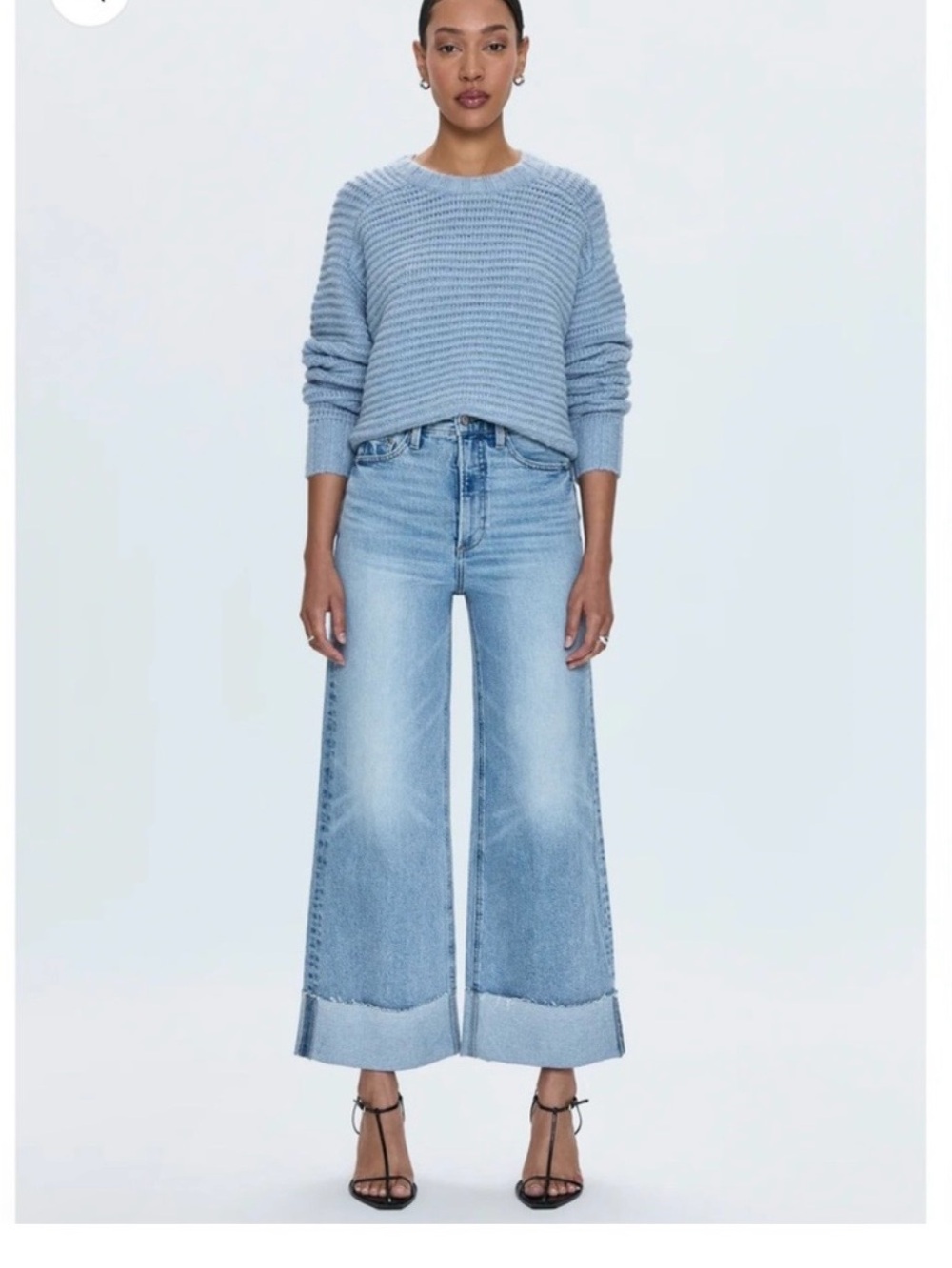pistola Light Blue Wide-Leg Crop Jeans